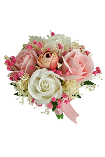 Eventissimi Buchet mic personalizabil cu trandafiri si floarea miresei - domn...