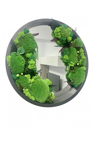 Eventissimi Oglinda decorativa rotunda cu muschi, licheni si plante criogenat...