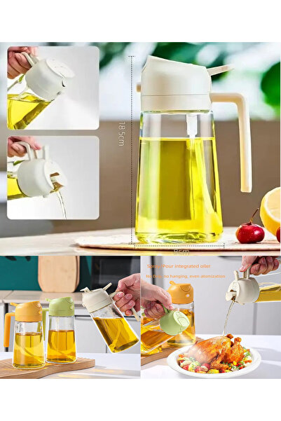 ozbience 650 ML Çift Fonksiyonlu Cam Yağdanlık ve Spreyli Yağ Püskürtme Aracı