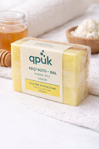 qpuk Goat Milk and Honey Pumpkin Fiber Soap – Transparent Natural Exfoliating...