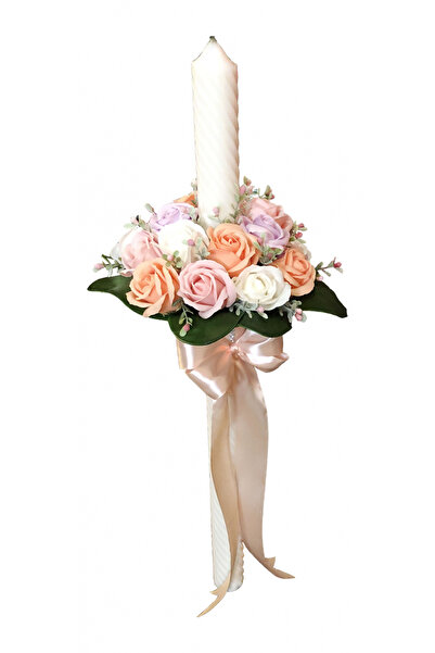 Eventissimi Lumanare Nunta/Botez Spiralata - Aranjament Trandafiri, 60 cm, Mu...