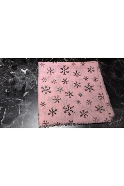 DİĞER1111 PEMBE KAR TANESİ DESENLİ EŞARP