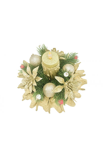 Eventissimi Wedding/christening candle – 14 cm, natural wax, gold
