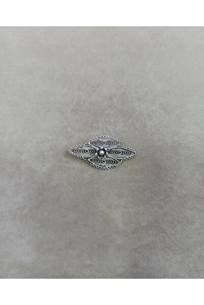 Ergo jewellery El İşçiliği Gümüş Telkari Broş - Yaprak Motifli