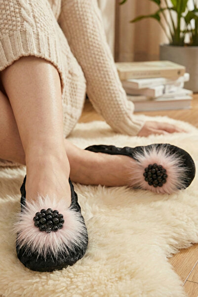 Mijja Velvet, Stoned and Furry Home Slippers, Daily Gift, Hajj Umrah Dowry Gi...