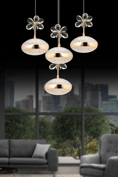 KUZEY AYDINLATMA GÜNEŞ 3 RENK LEDLİ 3+1 KUMANDALI AYDINLATMA MODERN ŞIK AVİZE