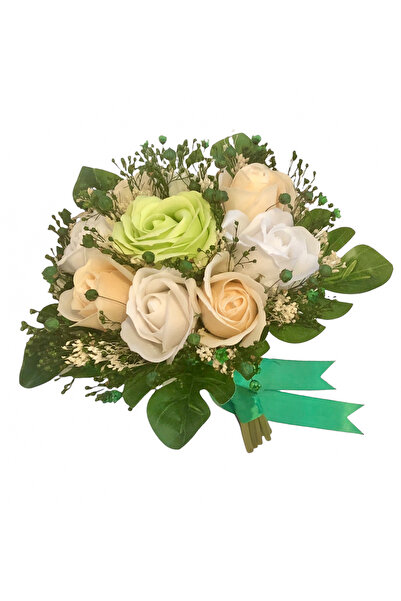 Eventissimi Buchet mic personalizabil cu trandafiri si floarea miresei (Verde...