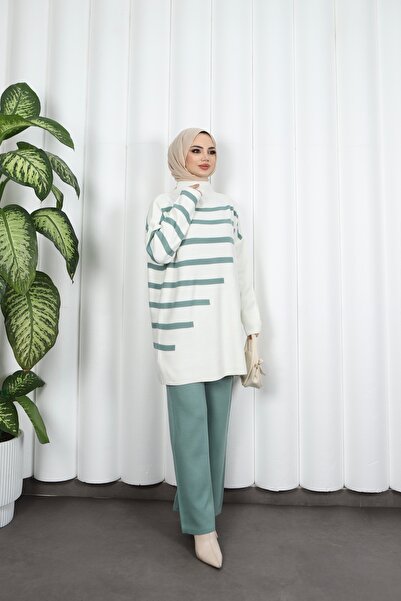 NİSUM MODA Stripe Detailed Knitwear Set