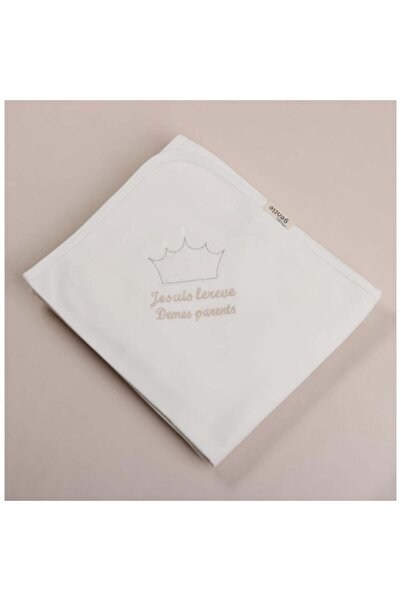 Generic بيبي شاين مهاد مواليد مطرز قطن بشكل تاج - 95x85 سم - بيج