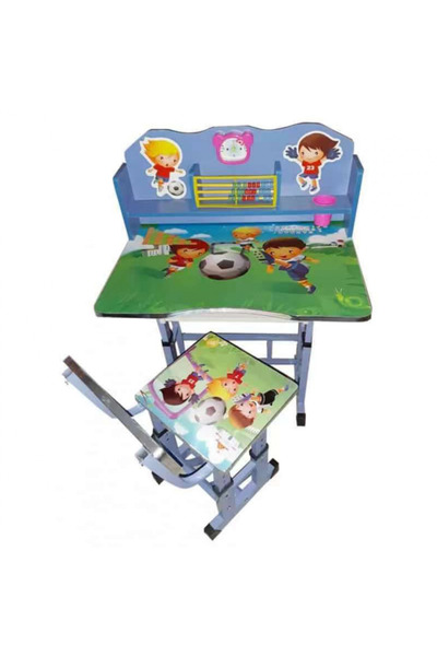 Krista Desk with children's chair, adjustable, metal frame and MDF, Football C1