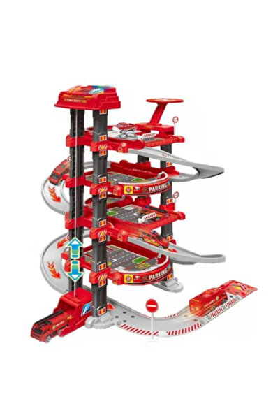 Creative World Toys Set de parcare pentru pompieri cu lift, lumini și covor d...