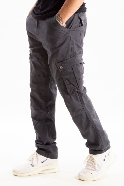 DeepSEA Erkek Antracite Yanları Cepli Geniş Kesim Mevsimlik Gabardin Kumaş Ka...