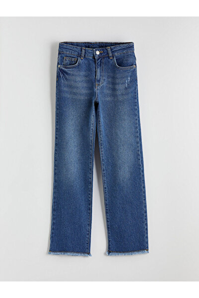 LC Waikiki بنطلون جينز مستقيم للفتيات من إنديجو