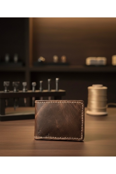 El Yapımı Tasarım Hakiki Deri Cüzdan
