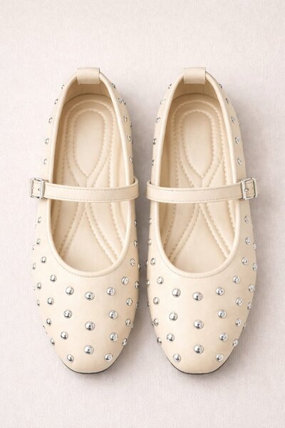 Slipcat Women's Strappy Studded Comfortable Stylish Ballerinas