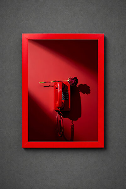 Koi Art Design Kırmızı Çerçeveli Tek Parça Valentine's Day/Sevgililer Günü Te...