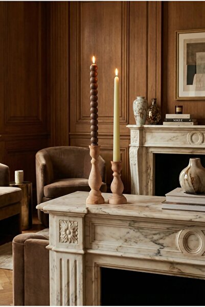 EL YAPIMI 2'Lİ BUBBLE SOYAWAX DOĞAL ŞAMDAN MUMU KAHVERENGİ-KREM RENGİ (ŞAMDAN...