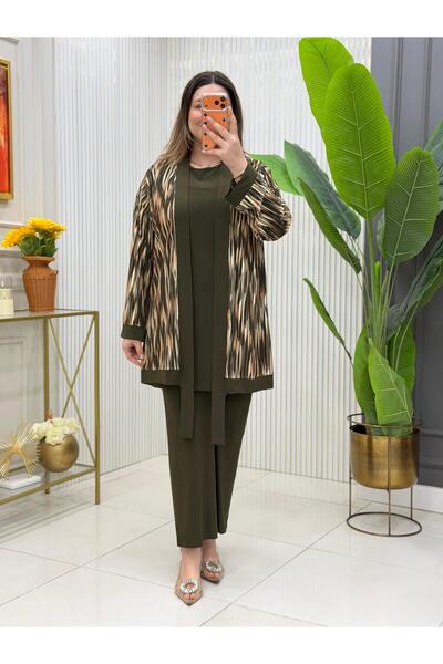Modam Bella Set din trei piese din dantelă cu model, mărime mare