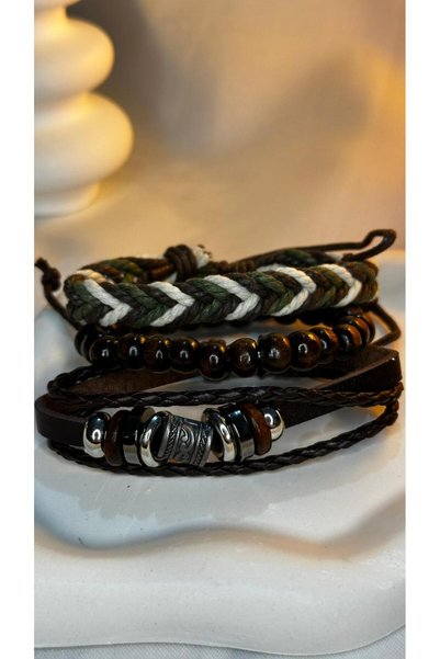 Ferdali Stylish Gift for Men: Combination of Multiple Leather and Beaded Brac...
