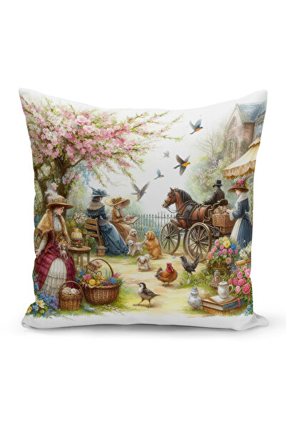 Bertille Home Husă de pernă cu imprimare digitală pe două fețe, seria Spring ...