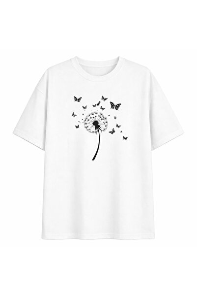 YRN COLLECTION Tricou casual din bumbac, negru, alb, supradimensionat, cu des...