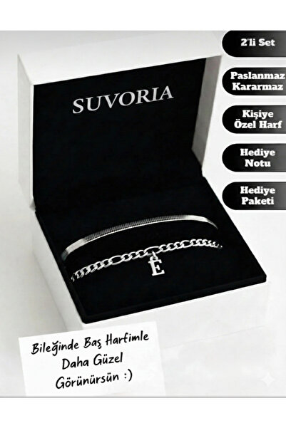 ACQUA BELLA 14 Şubat Sevgililer Gününe Özel Kişiye Harfli 2’li Paslanmaz Çeli...