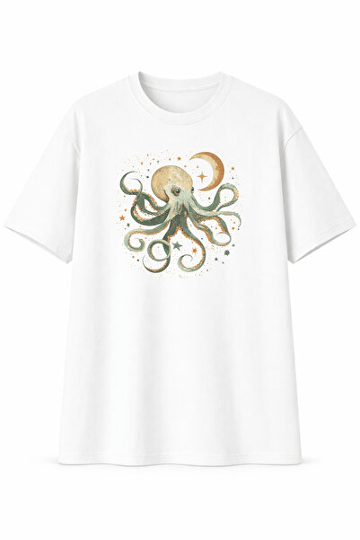 YRN COLLECTION Women's Black and White Oversize Special Design Printed Crew N...