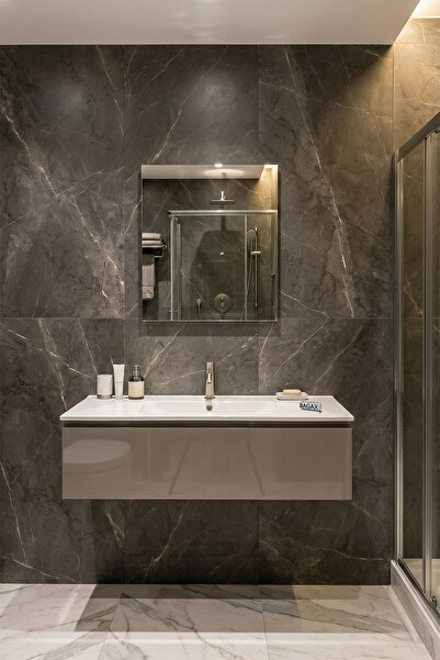 BAGAX Aynalı Banyo Üst Dolabı | Tek Kapaklı Duvar Dolabı Beyaz 42X48cm