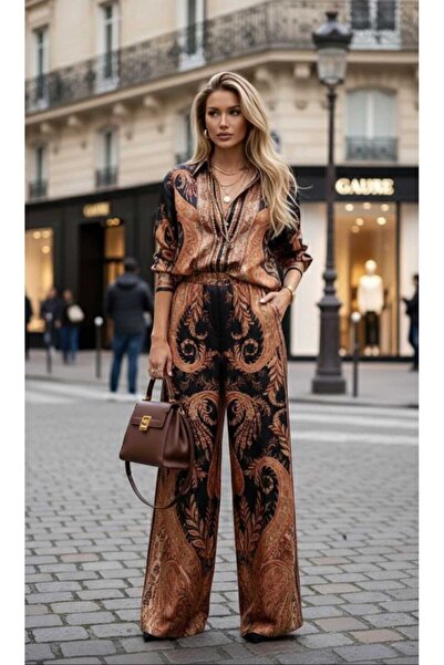 ANBLYs COLLECTION Kruvaze Shirt and Pants Silk Mixed Satin Fabric Lower and U...