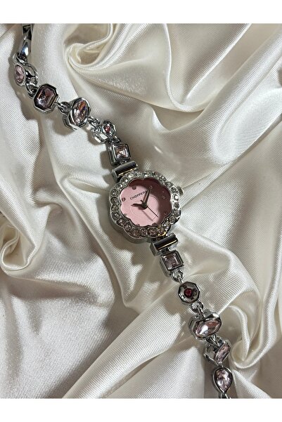 Mihristore Pembe Taşlı Kadın Kol Saati Sevgililer Günü Hediyesi Taşlı Pintere...