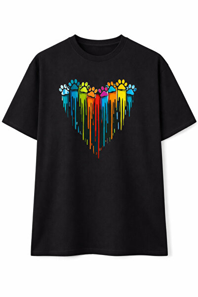 YRN COLLECTION Tricou casual din bumbac, negru și alb, supradimensionat, cu i...