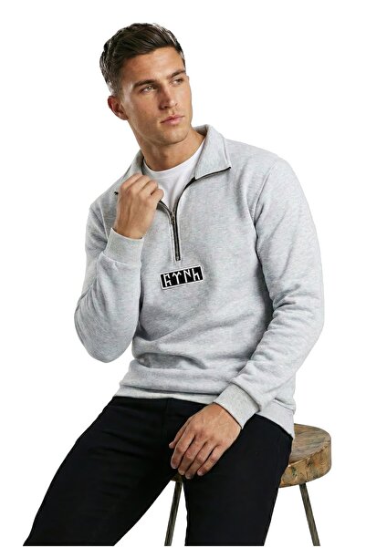 TURAN TACTICS Göktürkçe Embroidered Half-Zip Sweatshirt with the Word'Turk'