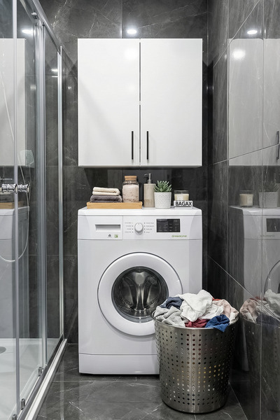 BAGAX Çamaşır Makinesi Üstü Kapaklı Duvar Dolabı | Banyo Düzenleyici Üst Modü...