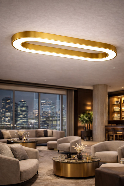 dizano Gold Modern Oval LED Tavan Aydınlatması 100 cm 4000K Günışığı, Sıva Üs...