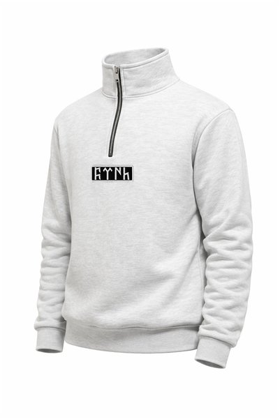 TURAN TACTICS Göktürkçe Embroidered Half-Zip Sweatshirt with the Word'Turk'