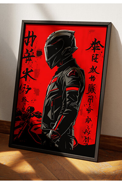 Turkish Riders Black Street Motorcycle Rider / Yüksek Kalite UV Baskı MDF Duv...