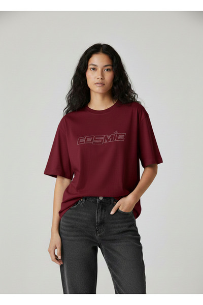 Mayer Butik Unisex Men/Women Cosmic Stone Printed Oversize Cotton Crew Neck T...