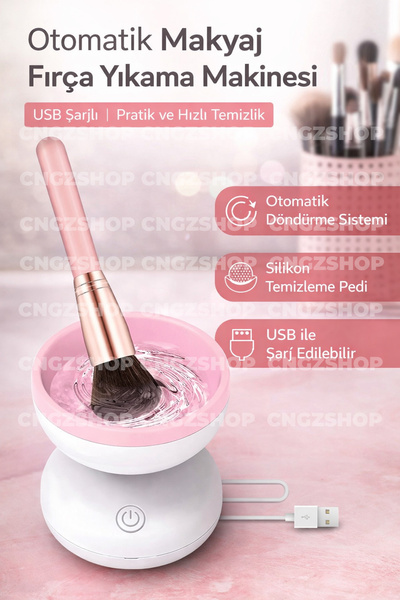 CNGZSHOP Otomatik Makyaj Fırça Yıkama Makinesi | USB Şarjlı Hızlı & Hijyenik ...