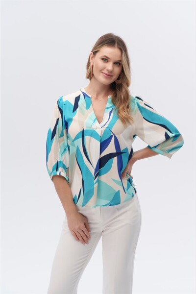 CNL Collection KADIN MAVİ DESENLİ BLUZ