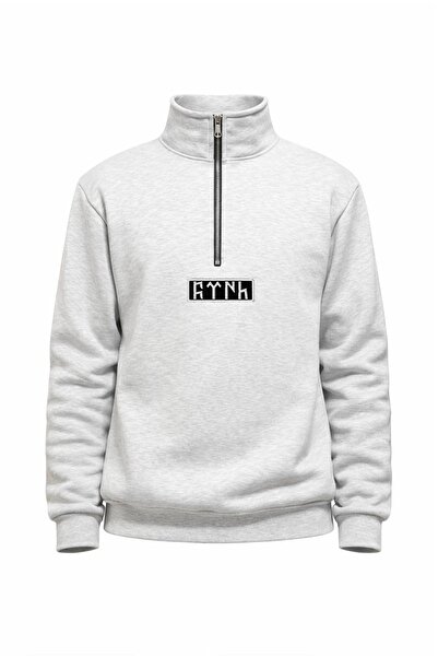 TURAN TACTICS Göktürkçe Embroidered Half-Zip Sweatshirt with the Word'Turk'