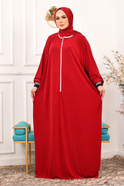 AsrymShop Light, cool, wide, red cotton prayer robe