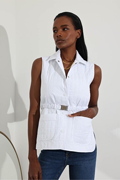 5in1Canpolat Білий жилет з поясом