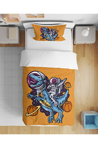 Home طقم غطاء لحاف مفرد للأولاد مطبوع رقميًا ثلاثي الأبعاد بنمط الديناصورات و...