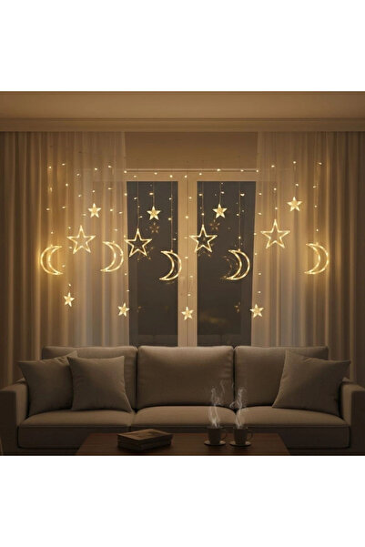CEYLAN ADAM Mey İthalat® Ay ve Yıldız Figürlü Kumandalı 12 Sarkıtlı 120 LED D...
