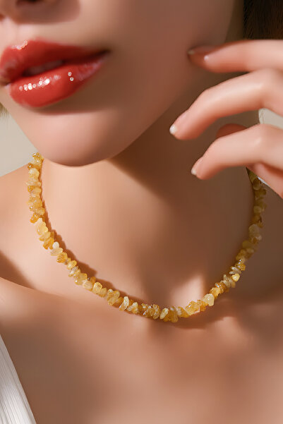 NBS Beautiful Naturel Stones قلادة سيترين بيركيت النسائية من الحجر الطبيعي