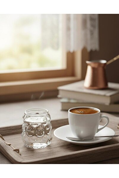 KACASTORE 3'lü Kahve Yanı Küçük Üzüm Boncuk Bubble Bardak