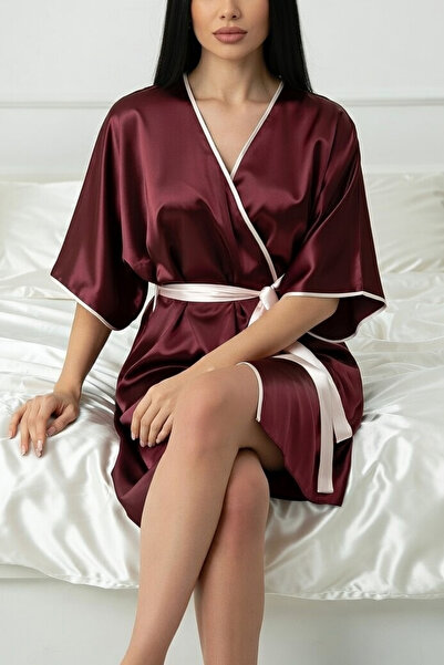 ZENCHES Satin Belted Mini Dressing Gown-Stylish & Comfortable, Dowry Gift, Si...