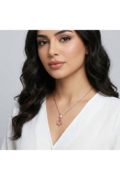 hesperides قلادة على شكل حجر وردي ملون