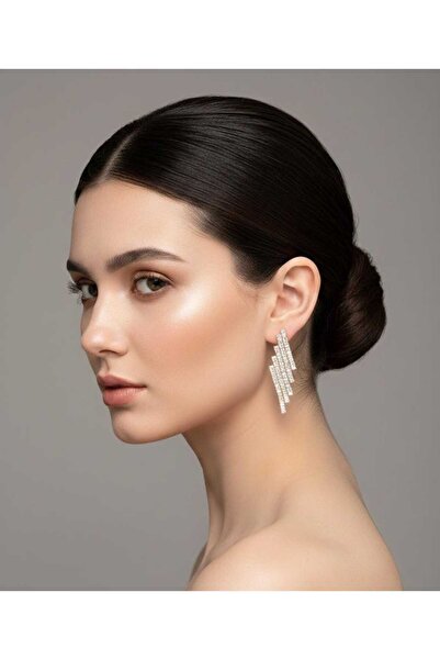 ZENA ACCESSORİES BAGET GOLD TAŞLI ÇELİK KÜPE