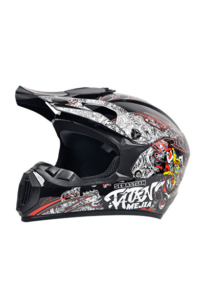 FIXATO Cască Moto/Enduro, Interior Confortabil, pentru Motociclete, Cross, En...